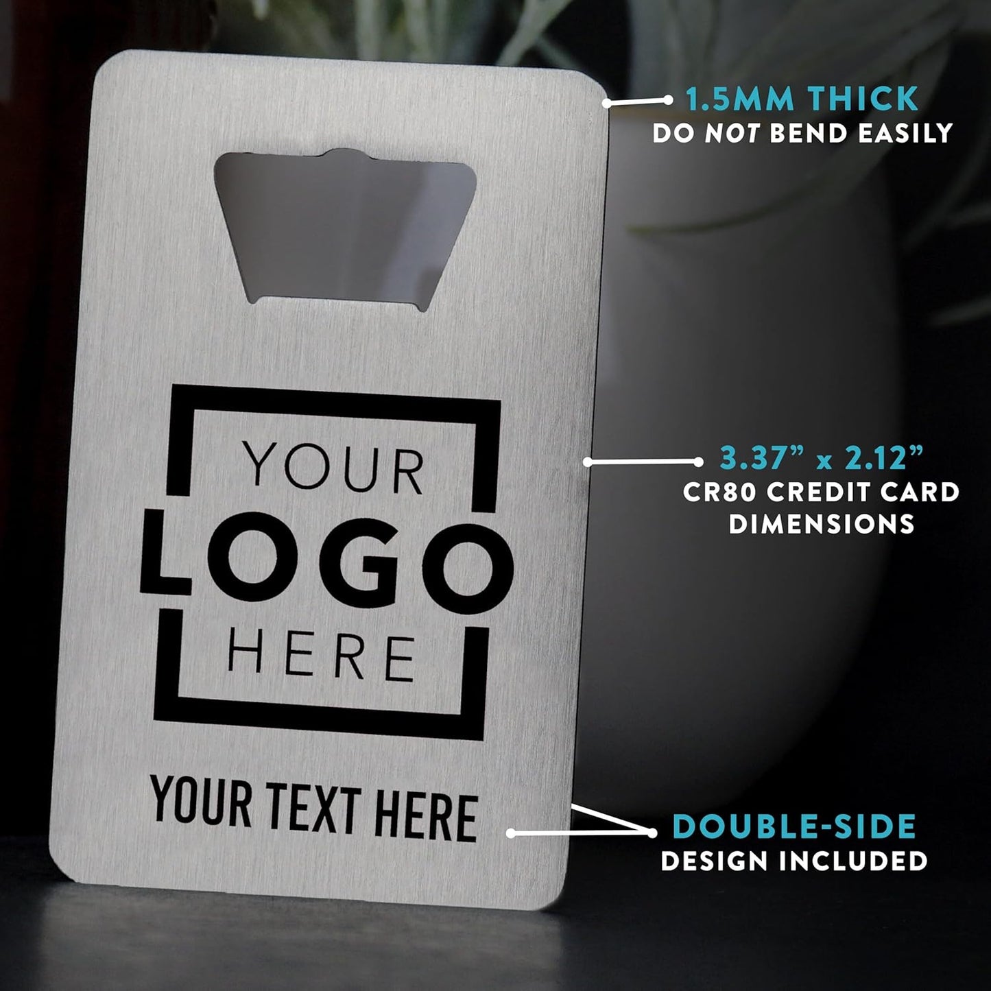 Custom Metal Bottle Opener Business Cards (Stainless Steel, 500 pcs) - 2 Business Days Personalized Stainless Steel Bottle Opener With Your Logo Printed 1.5mm Thick
