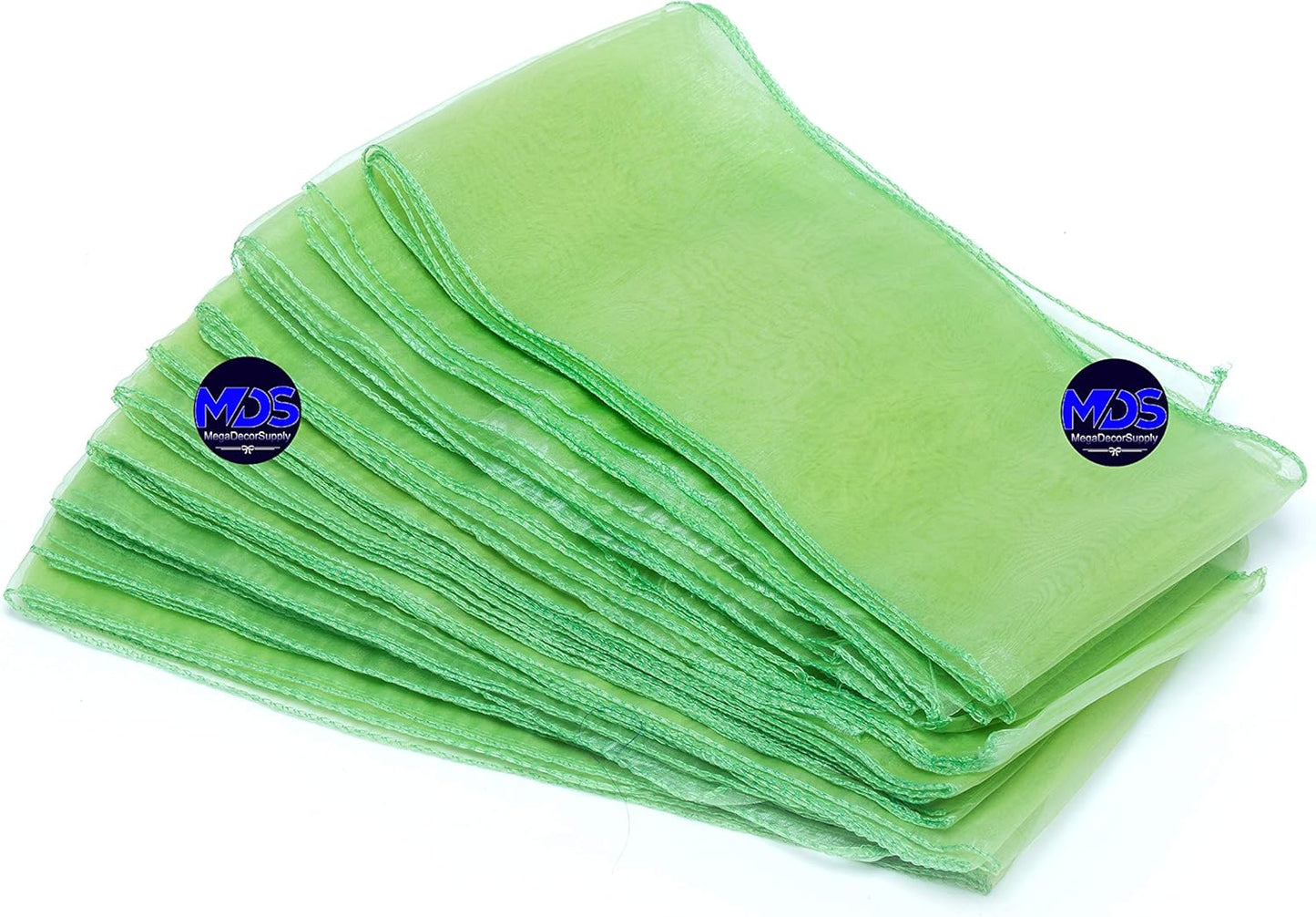 MDS Pack of 10 PCS Organza Chair Sashes Wider Dining Chair Bows Ribbon Tie Back for Wedding Party Birthday Bridal Shower Reception Event Banquet Home Chair Cover Decoration - Apple Green