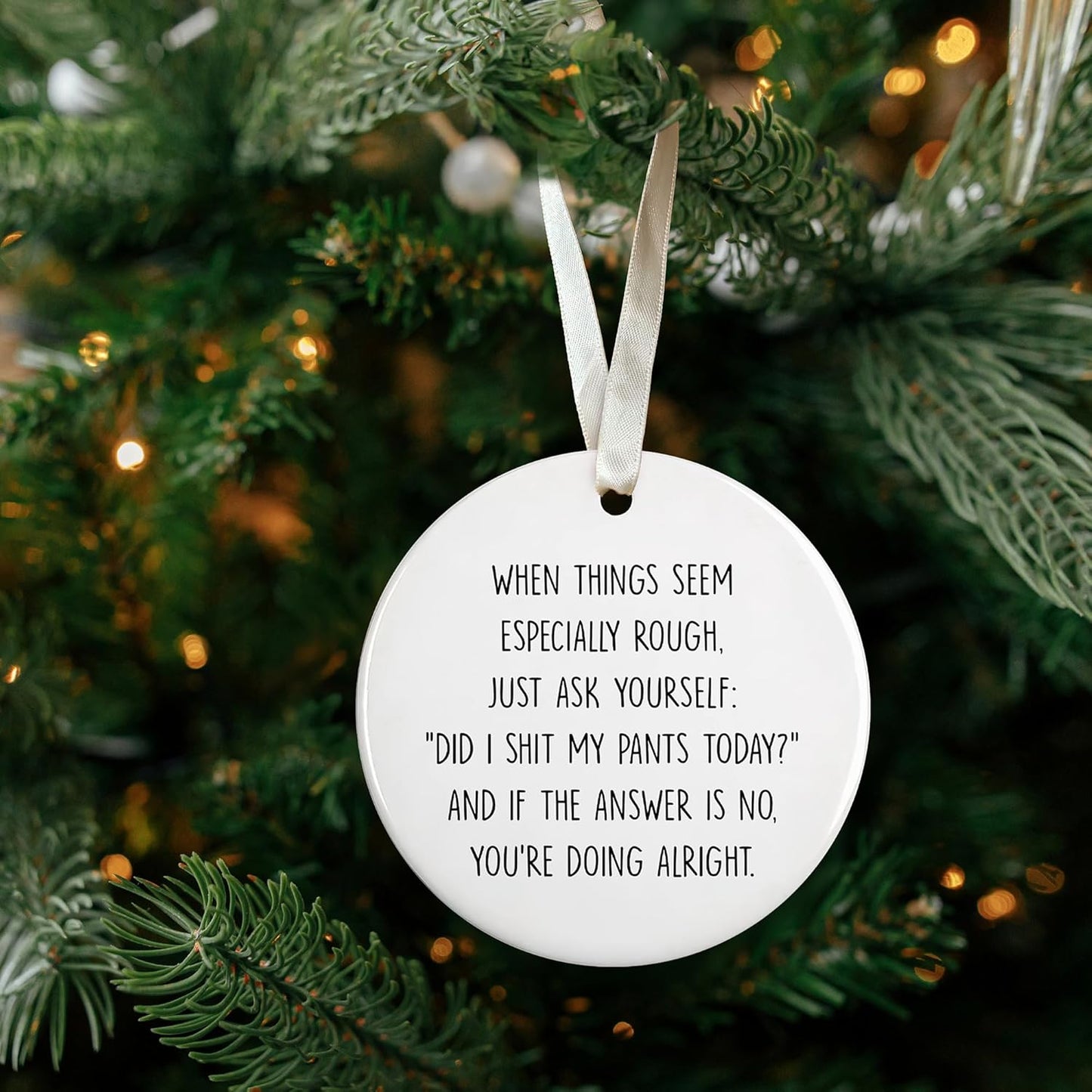 Pawzity Funny Christmas Ornaments - Funny Gifts for Xmas - Christmas Keepsake for Women, Men, Friends, Coworkers - Ceramic Ornament