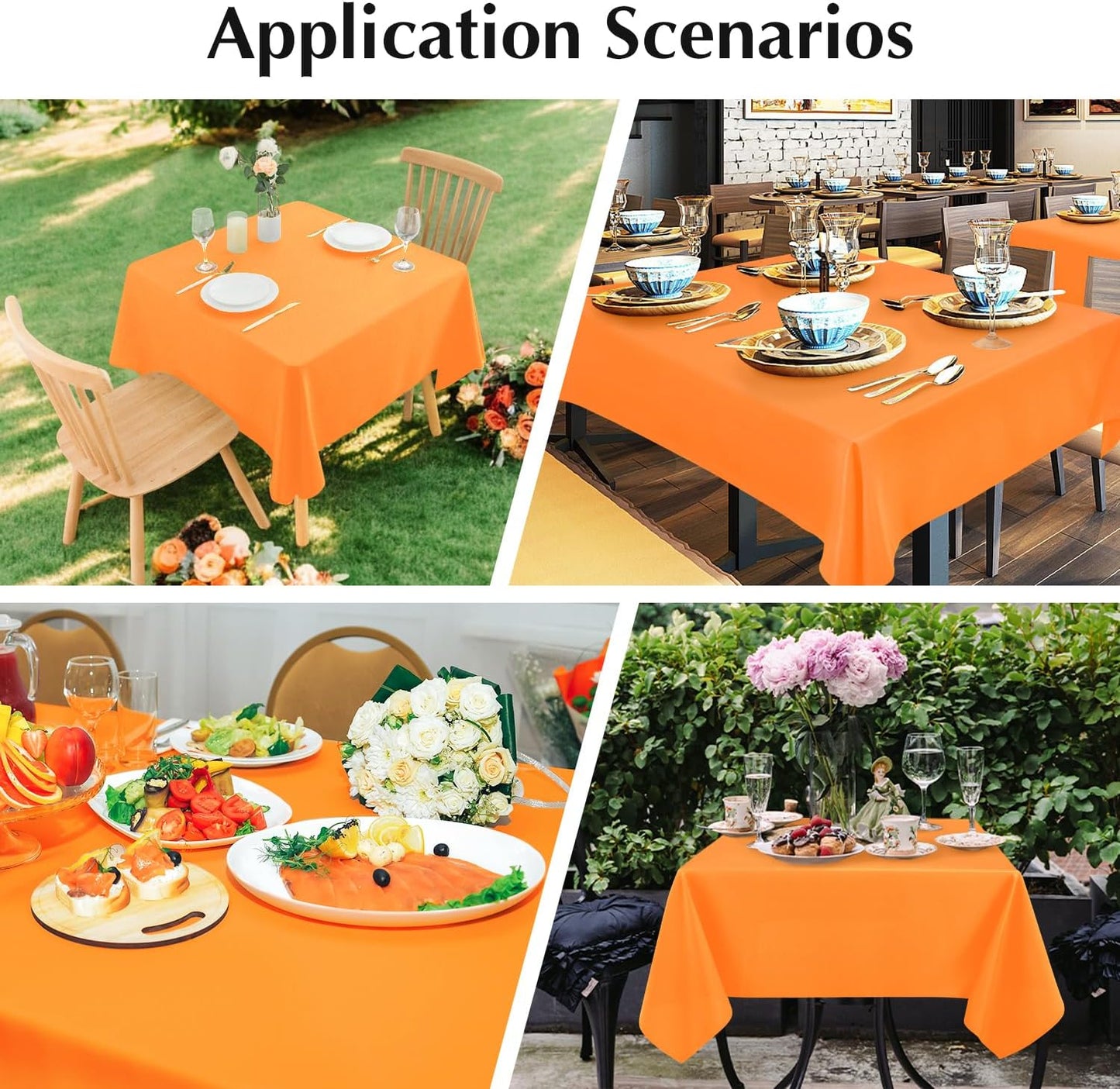 2 Pack Small Square Table Cloth 36X36 Inch Orange Washable Fabric Tablecloth Polyester Solid Table Cover for Night Stand End Table Side Table Outdoor Indoor