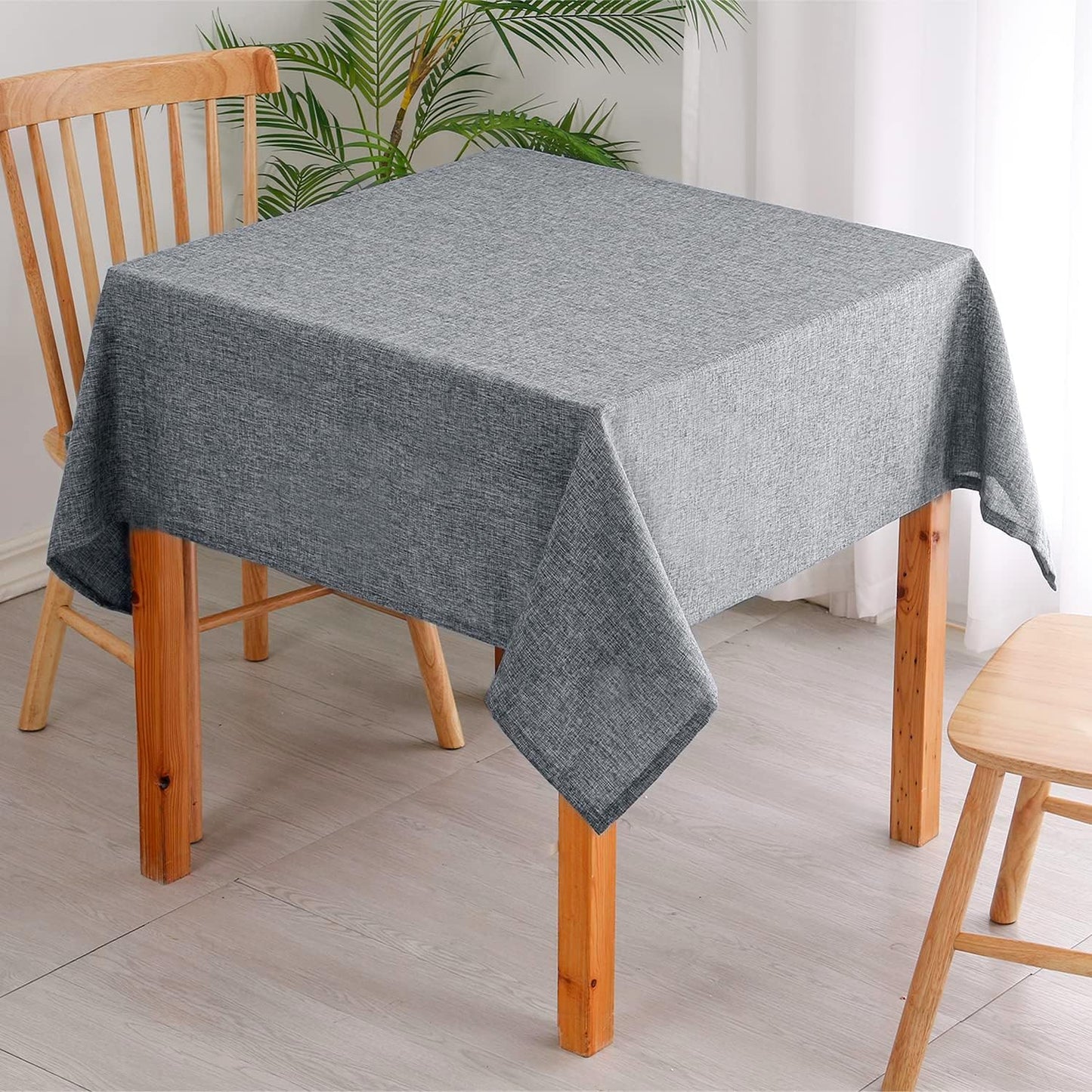 Hiasan 2 Pack Faux Linen Square Tablecloth - Wrinkle and Stain Resistant Washable Table Cloth for Kitchen Dining Room Holiday Table Cover for Party Dinner, Grey, 30 x 30 Inch