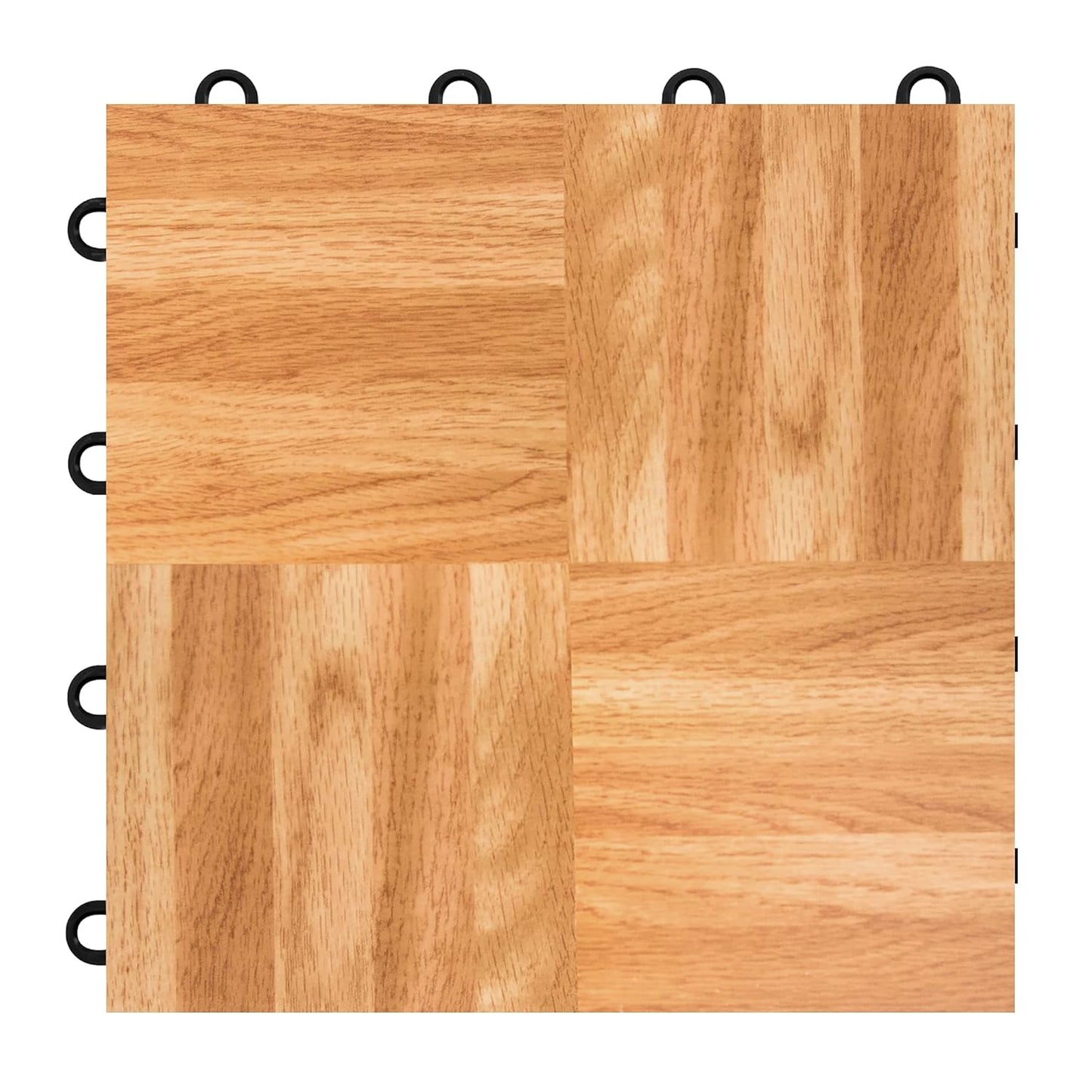 IncStores 3/8" Thick Snap Together Dance Flooring Tiles | 12”x12” Printed Vinyl Dance Floor Tiles for Practice & Performance | Oak | 32 Tile Pack