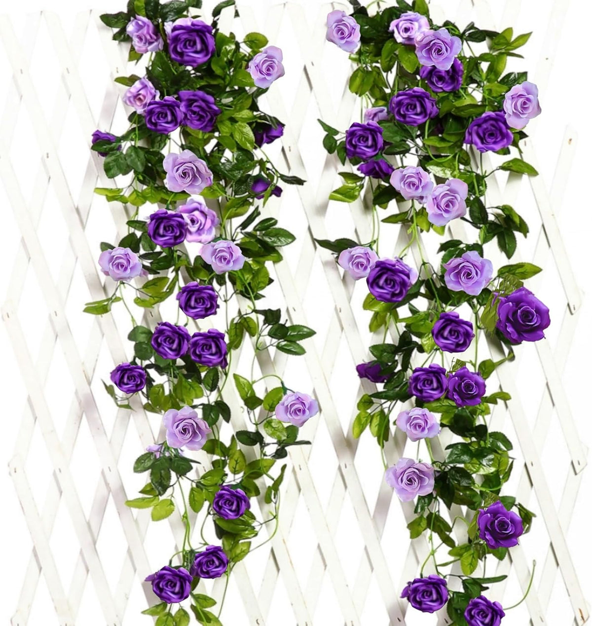 JUSTOYOU 2 Pack (15.8FT) Fake Rose Garland, Artificial Roses Vines Flower Garland Hanging Floral Vine Wedding Home Backdrop Party Arch Arrangement Decoration