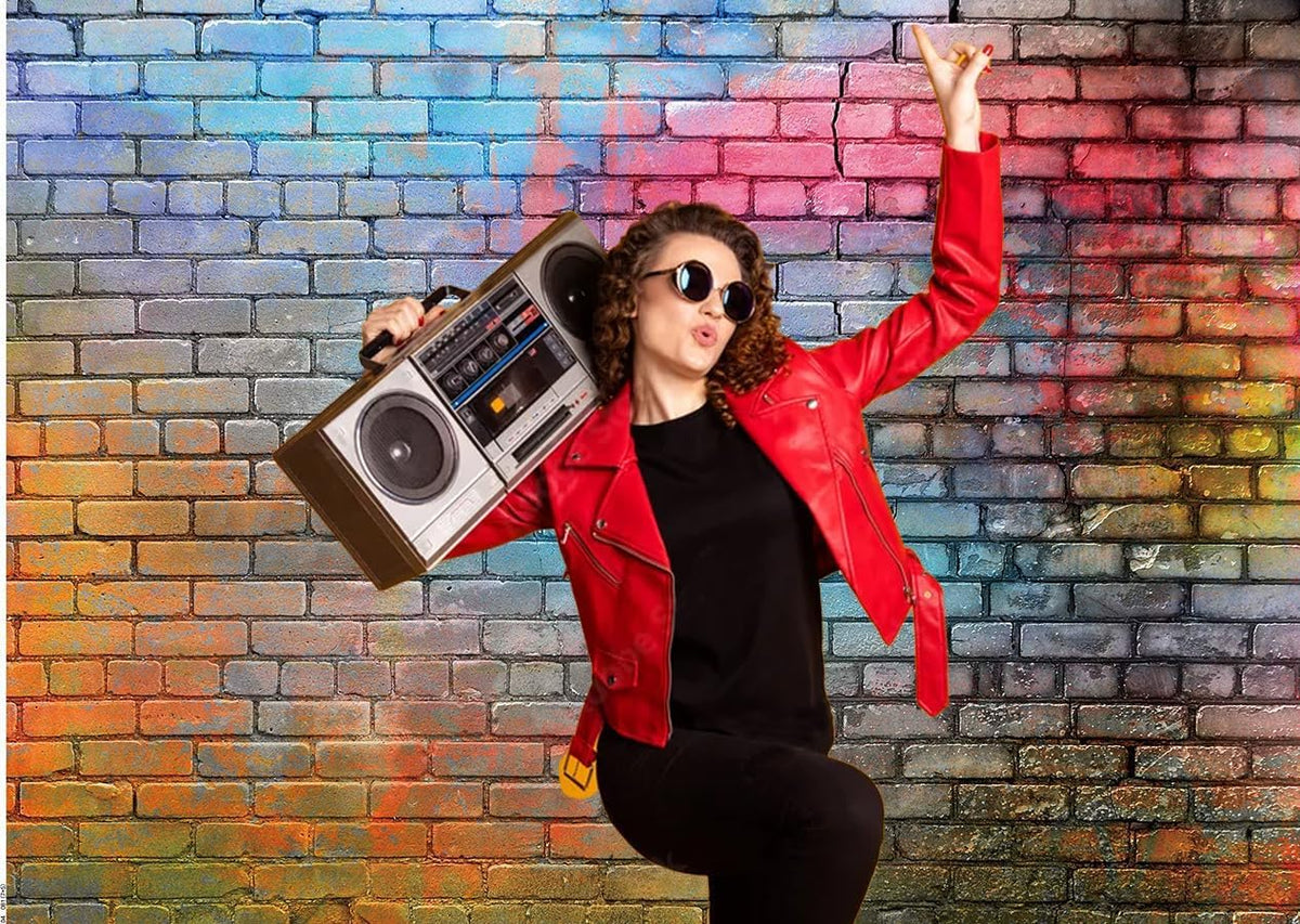 Colorful Graffiti Brick Wall Backdrop 10x10ft – Urban Street Art Background for Photography, Hip Hop Party, Graffiti Theme Event, Studio Wall Decor, Vinyl Photo Booth Banner 081
