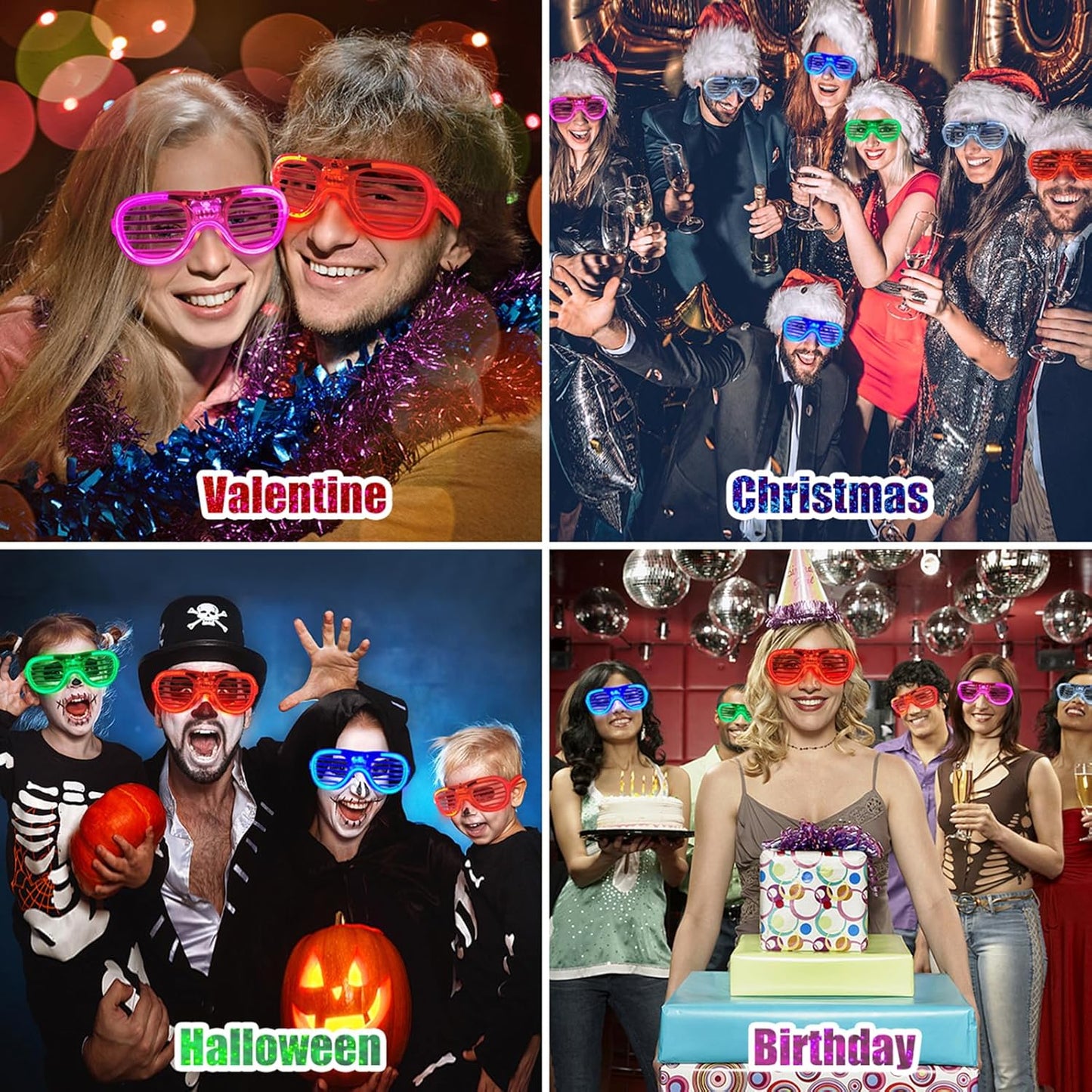 35 Packs LED Glasses 5 Neon Colors glow in the dark party supplies Favor for Kids Adult Glow sticks Light Up Glasses fit Holiday Birthday Valentine's Day and Halloween Party Supplies Cosplay Christmas