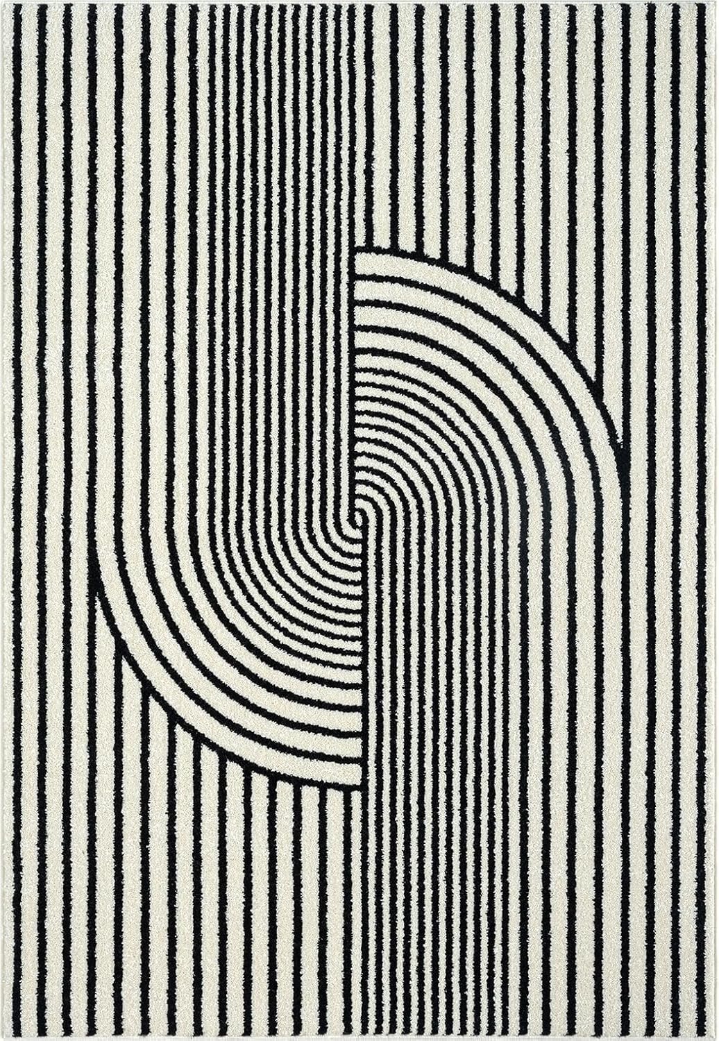 Abani Nuevo Collection Area Rug - Mid-Century Black & Ivory Arch Knot Design - 5' x 8' - for Living Room, Bedroom & Office