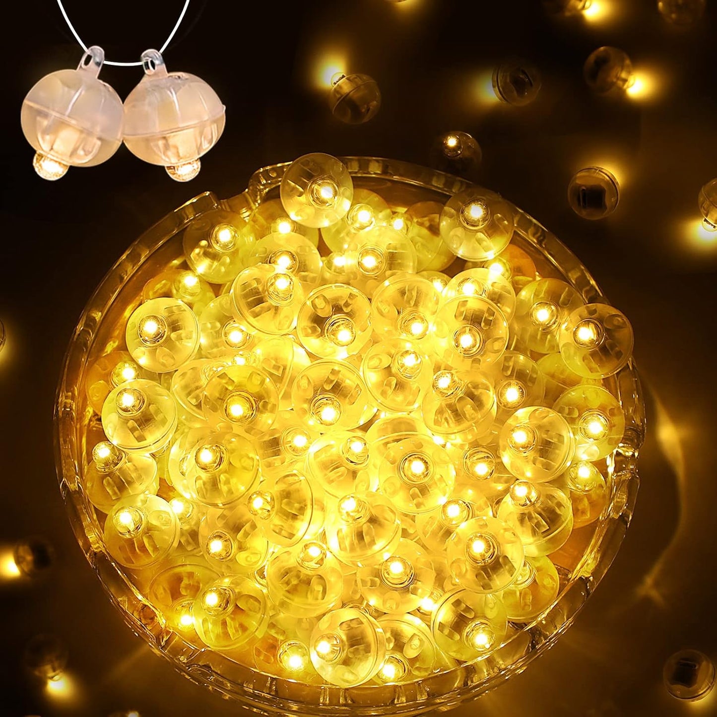 100PCs Mini Led Lights,Flashing Led Balloons Light for Party Decorations Neon Party Lights for Paper Lantern Easter Eggs Birthday Party Wedding Halloween Christmas Decoration - Blinking Warm