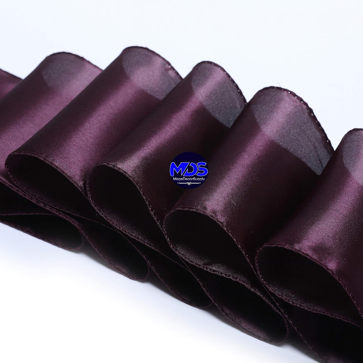 MDS Pack of 10 PCS Satin Chair Sashes Charmeuse Sateen Dining Chair Bows Ribbon Ties Back Sash for Wedding Party Birthday Home Hotel Restaurant Banquet Decoration (7 x 108 Inch, Plum)