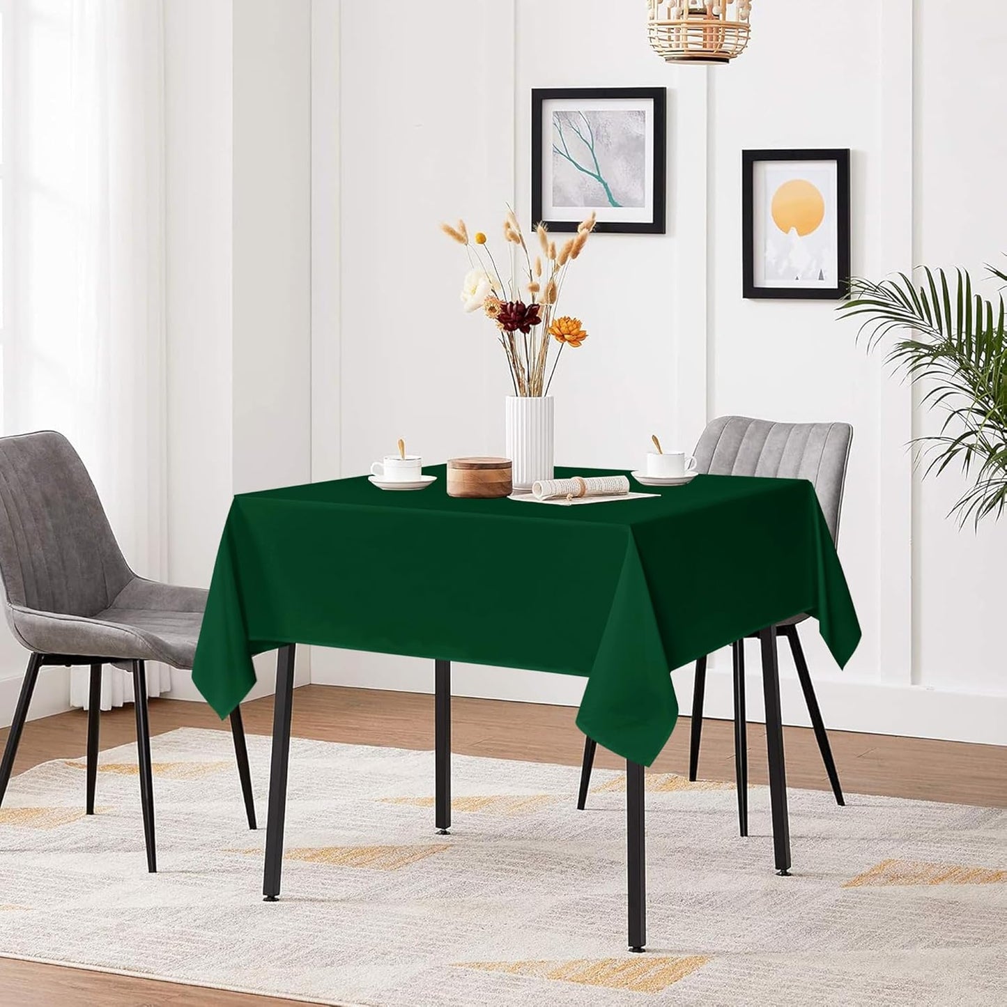 sancua Small Square Tablecloths 36x36 Inch - Hunter Green Table Cloth for Square or Round Tables, Washable Polyester Fabric Table Cover for Christmas Nightstand End Bedside Tables