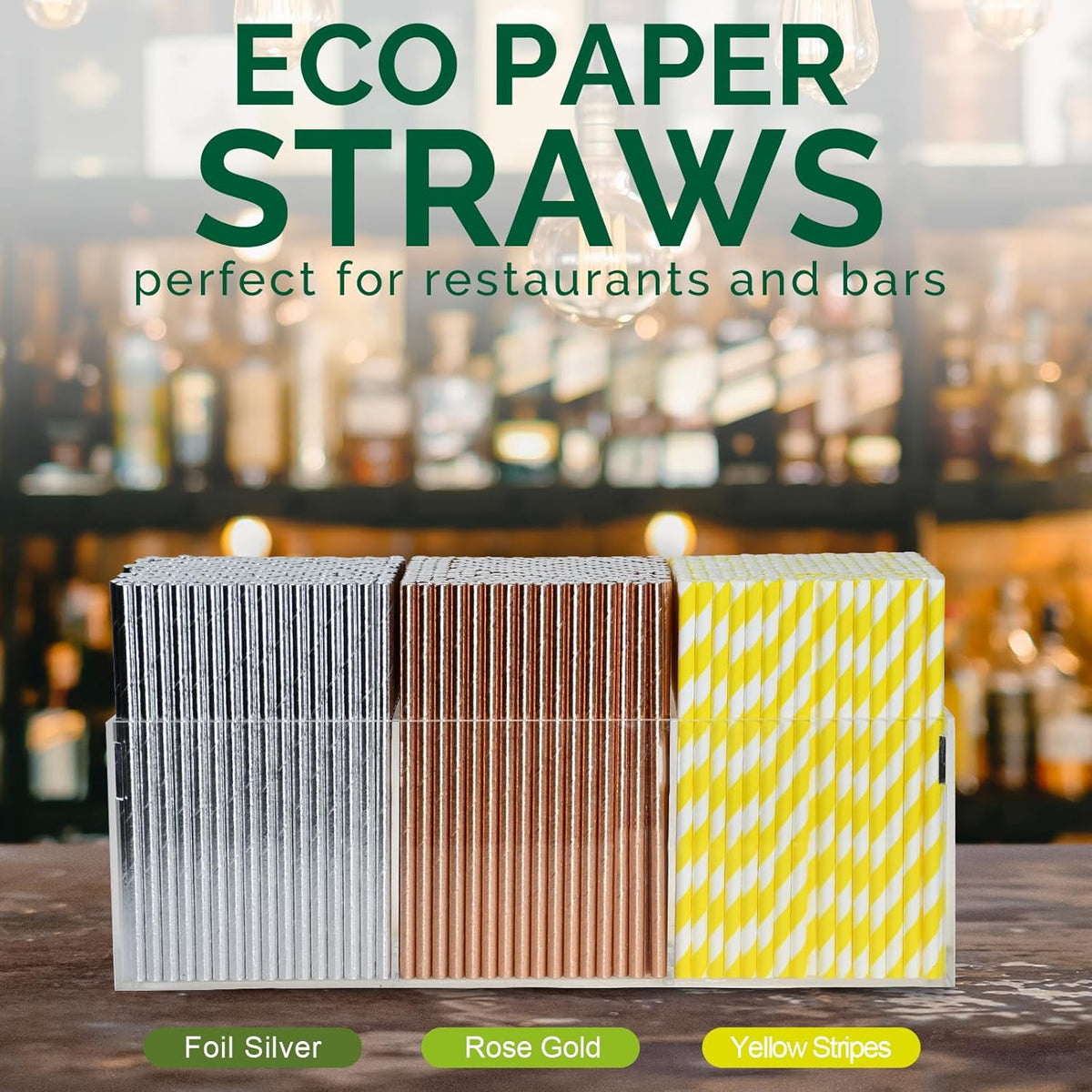 5.75 inch Short Yellow Paper Drinking Straws for Cocktail, Coffee, Mixed Drinks, 500 Counts - Compostable