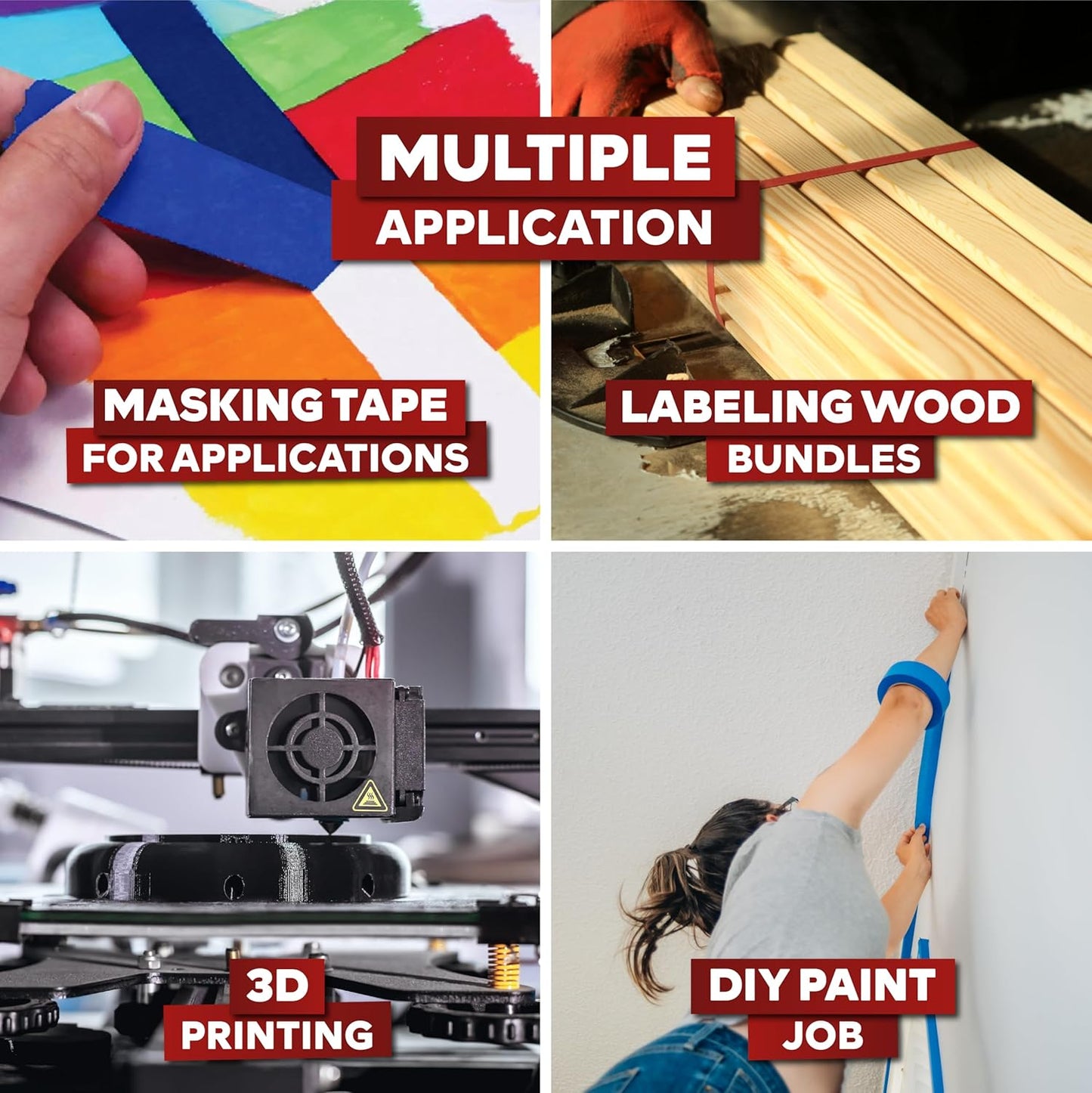 XFasten Blue Painters Tape Bulk, 1.88 Inch x 60 Yards, 1440 Yards Total (24-Pack) Blue Painters Masking Tape Bulk - Sharp Edge Line Technology, Produces Sharp Lines | Residue-Free Wall Trim Tape
