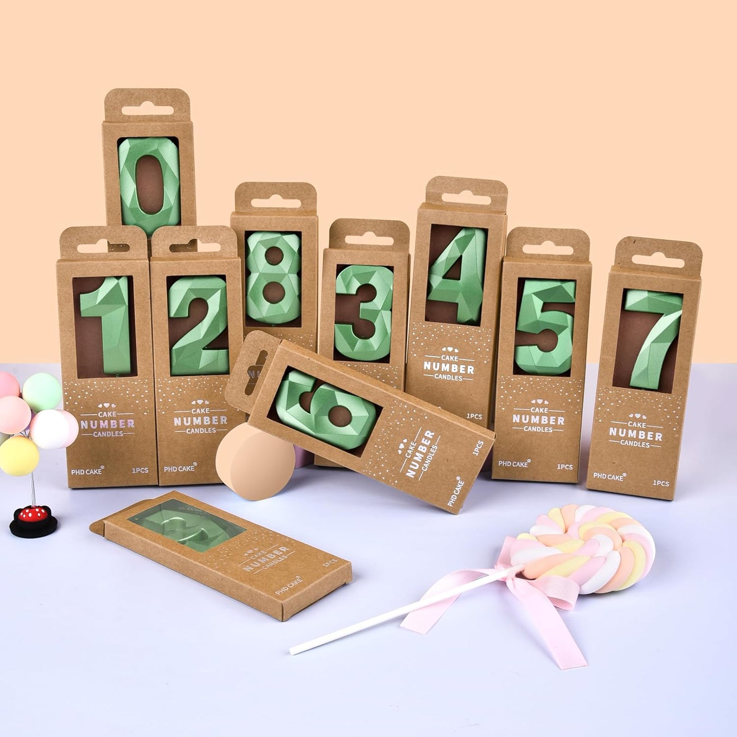PHD CAKE 2.76 Inch Crystal Green 9 Number Cake Candle, Numeral Birthday Candles, Green Number Candles, Party Celebration