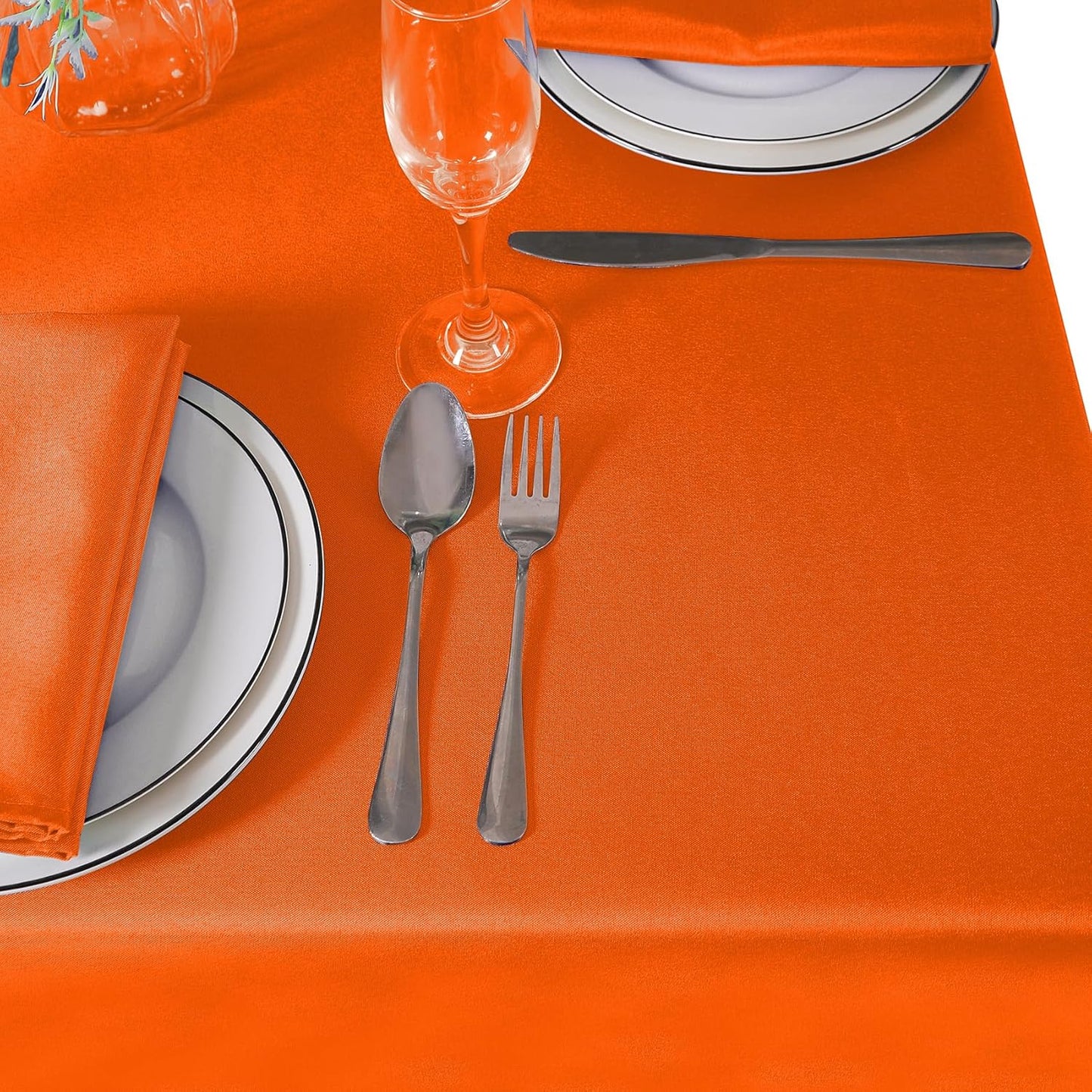 Rectangle Tablecloth 90x156 inch Washable Polyester Fabric Table Cloth for Wedding Party Dining Banquet Decoration（90x156, Orange）