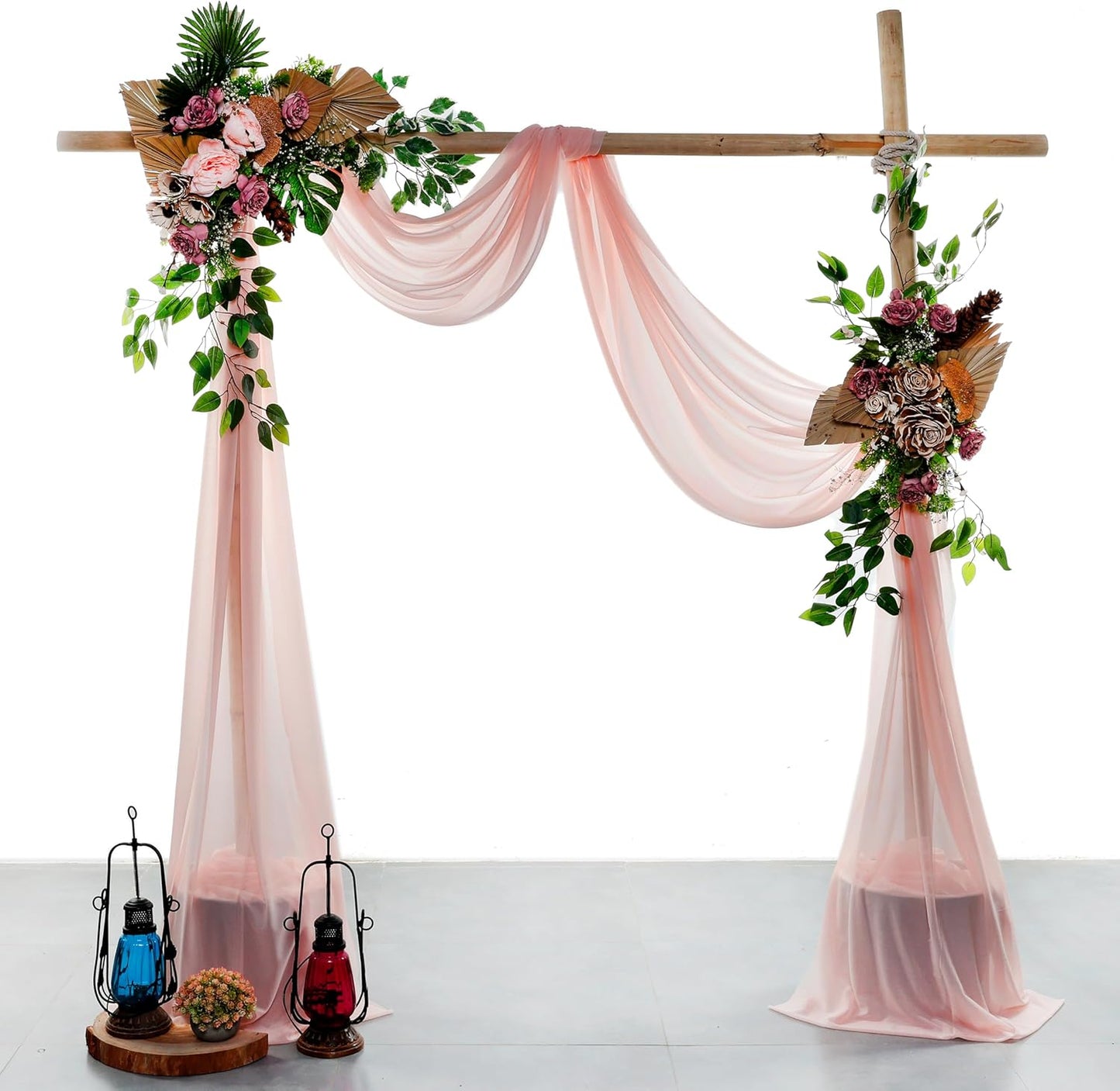 VDS Pack of 1 Panel (30 Inch X 100 Feet) Wedding Arch Draping Fabric Sheer Chiffon Fabric Drapery for Wedding Ceremony Reception Swag Backdrop Canopy Chuppah ARBO Altars Decoration (Dusty Rose)