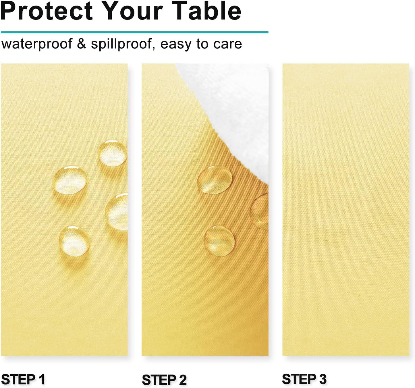 Hiasan Light Yellow Tablecloth for Square Tables - Waterproof and Spillproof Washable Fabric Table Cloth for Dining Room Kitchen Party, 60 x 60 Inch