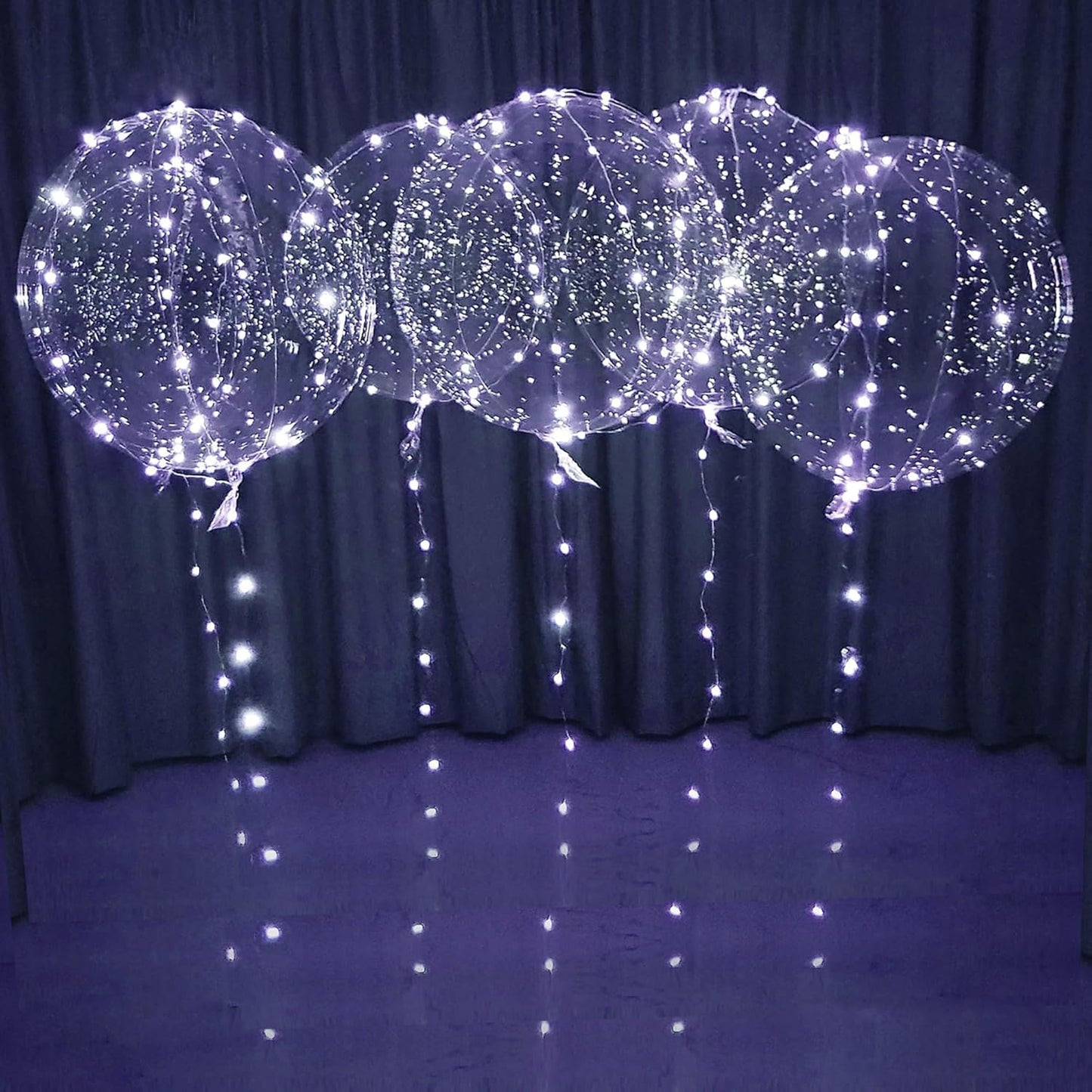 White LED Balloons Light up Bobo Party Balloons DIY kit-Clear Cold White LED Balloons for Helium or Air (cold white, 6 pack)
