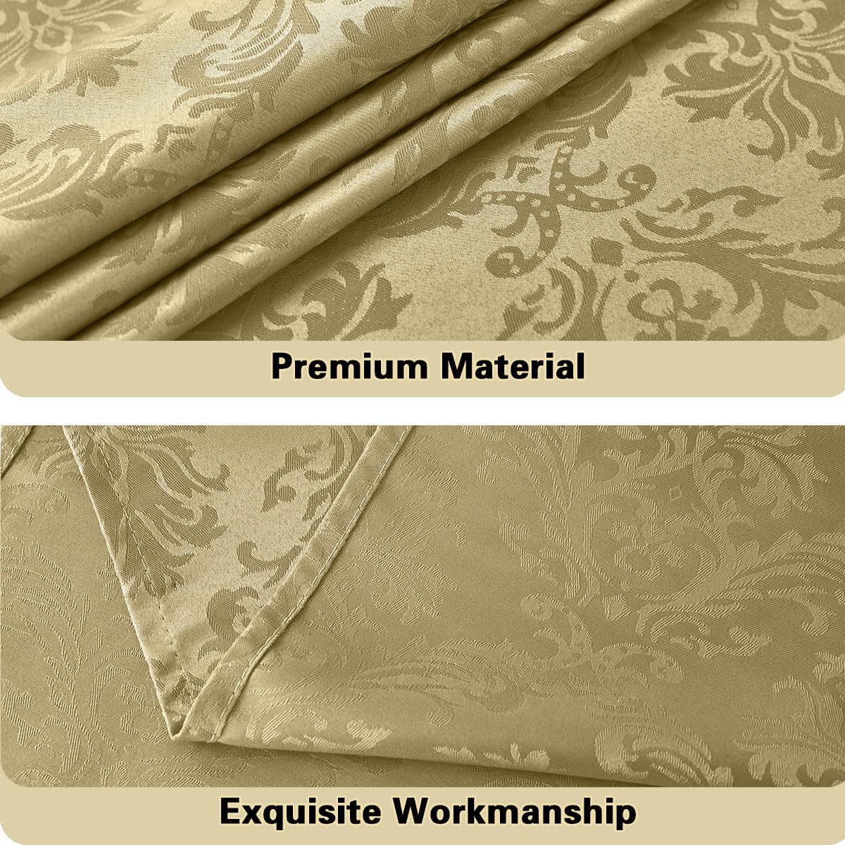 SASTYBALE Jacquard Tablecloth Square 52 x 52 Inch, Spill Proof Wrinkle Free Damask Table Cloth, Polyester Fabric Table Cover for Dining, Party, Indoor, Outdoor, Gold