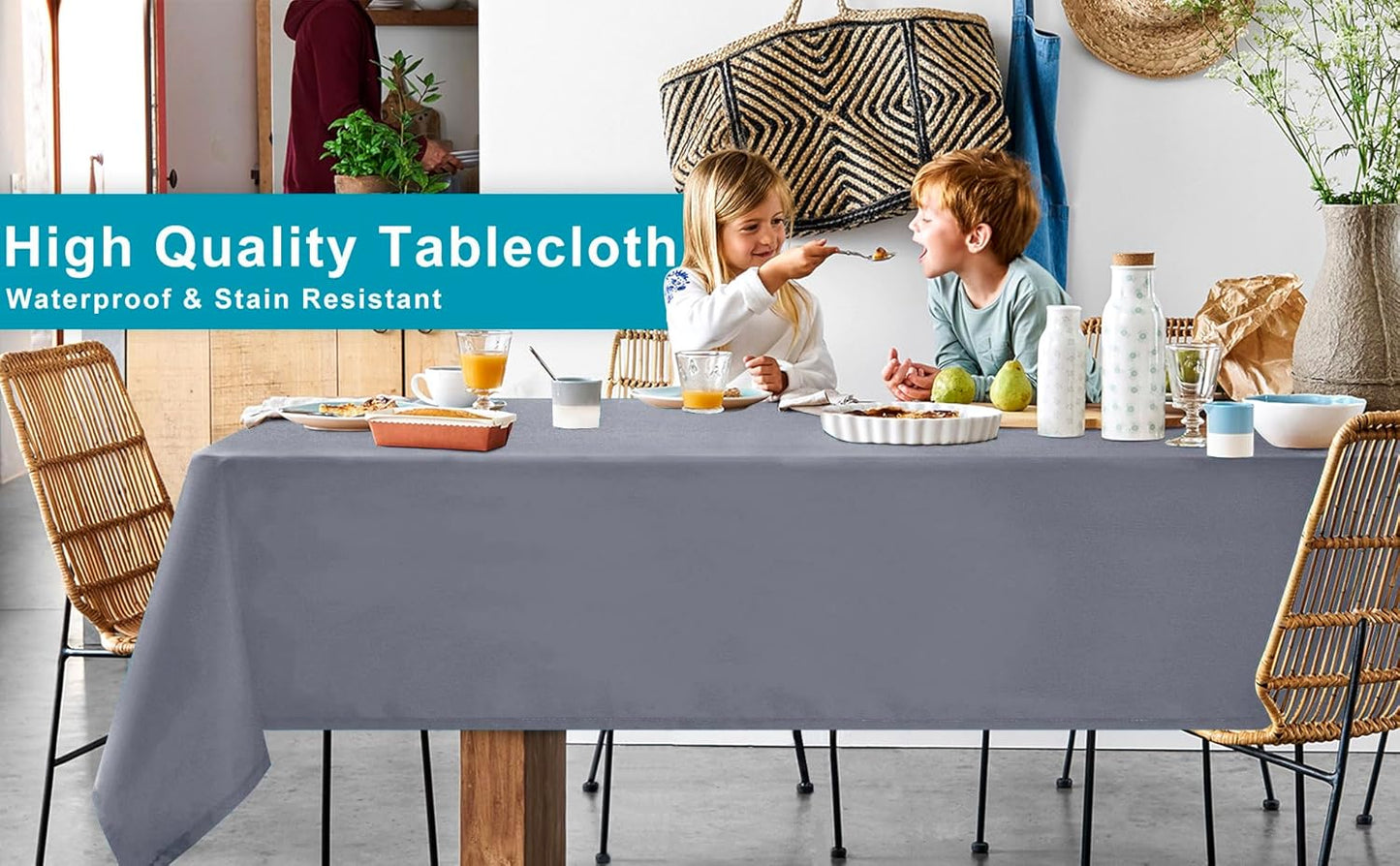 Hiasan Light Gray Rectangle Tablecloth - Waterproof Spillproof and Wrinkle Resistant Washable Polyester Table Cloth for Dining Party, 60 x 84 inch