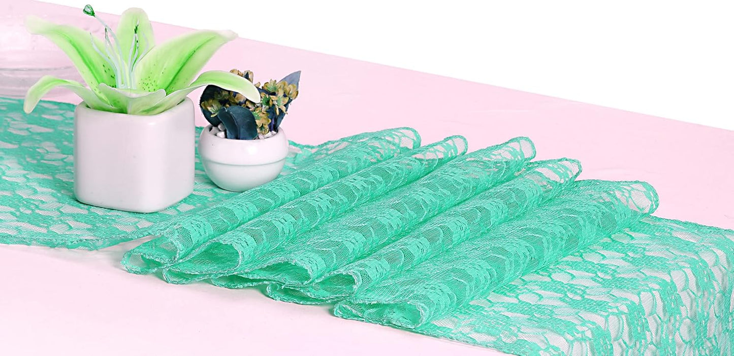 MDS Pack of 12 Wedding 12 x 108 inches Satin Table Runner for Wedding, Decorations for Birthday Parties, Banquets, Graduations, Engagements, Runners fit Rectangle, Round Table- Mint