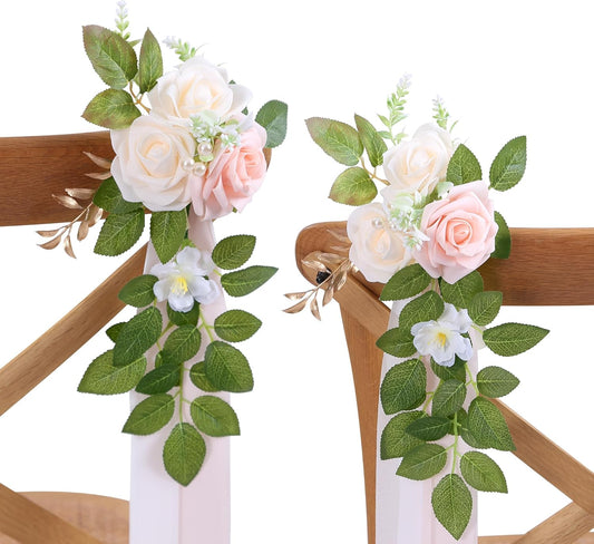 10 Wedding Aisle Decorations for Wedding Ceremony Pink Wedding Chair Decorations Flowers for Wedding Aisle Decor Church Pew Decorations