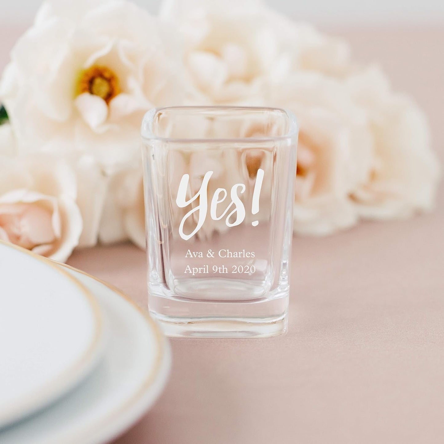 WEDDINGSTAR Personalized 2oz Square Shot Glass Customizable Full Color Print - 132 pack