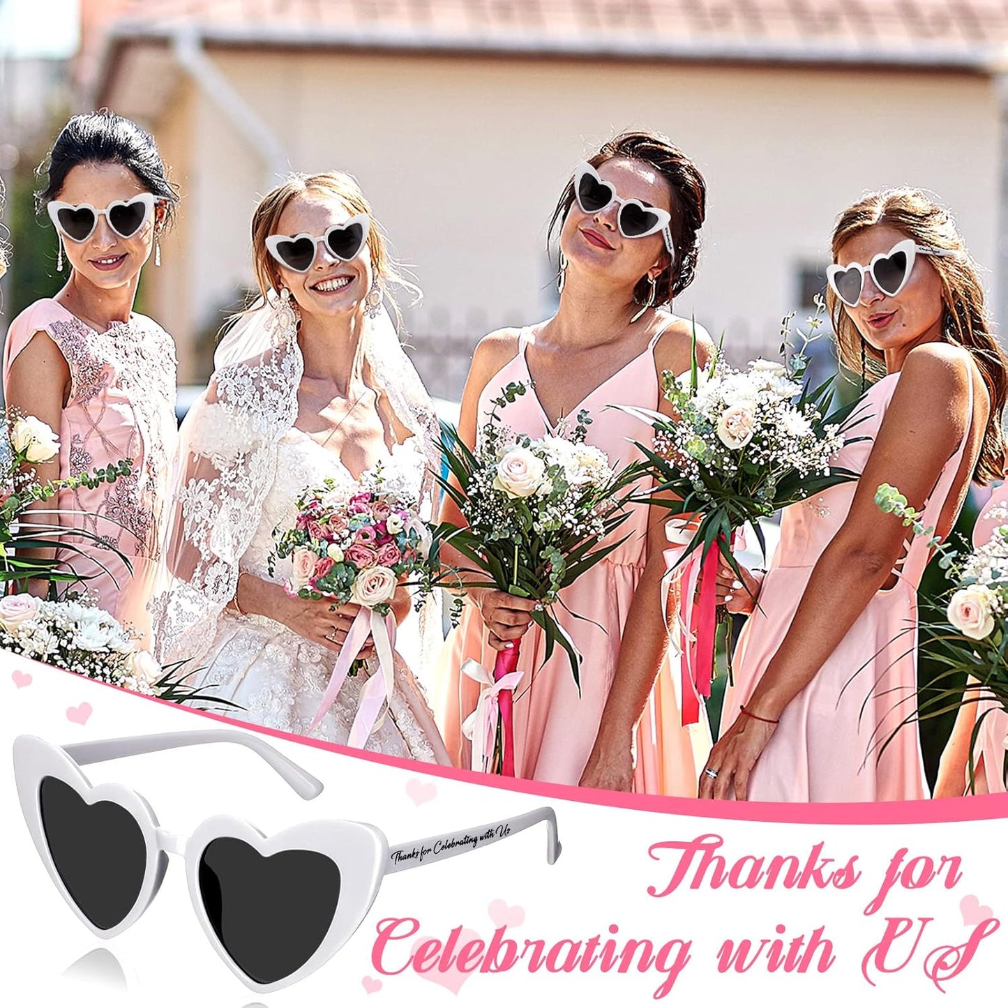 Vabean Wedding Heart Sunglasses Bulk Wedding Gifts Bachelorette Bridal Party Favors for Guests Reception