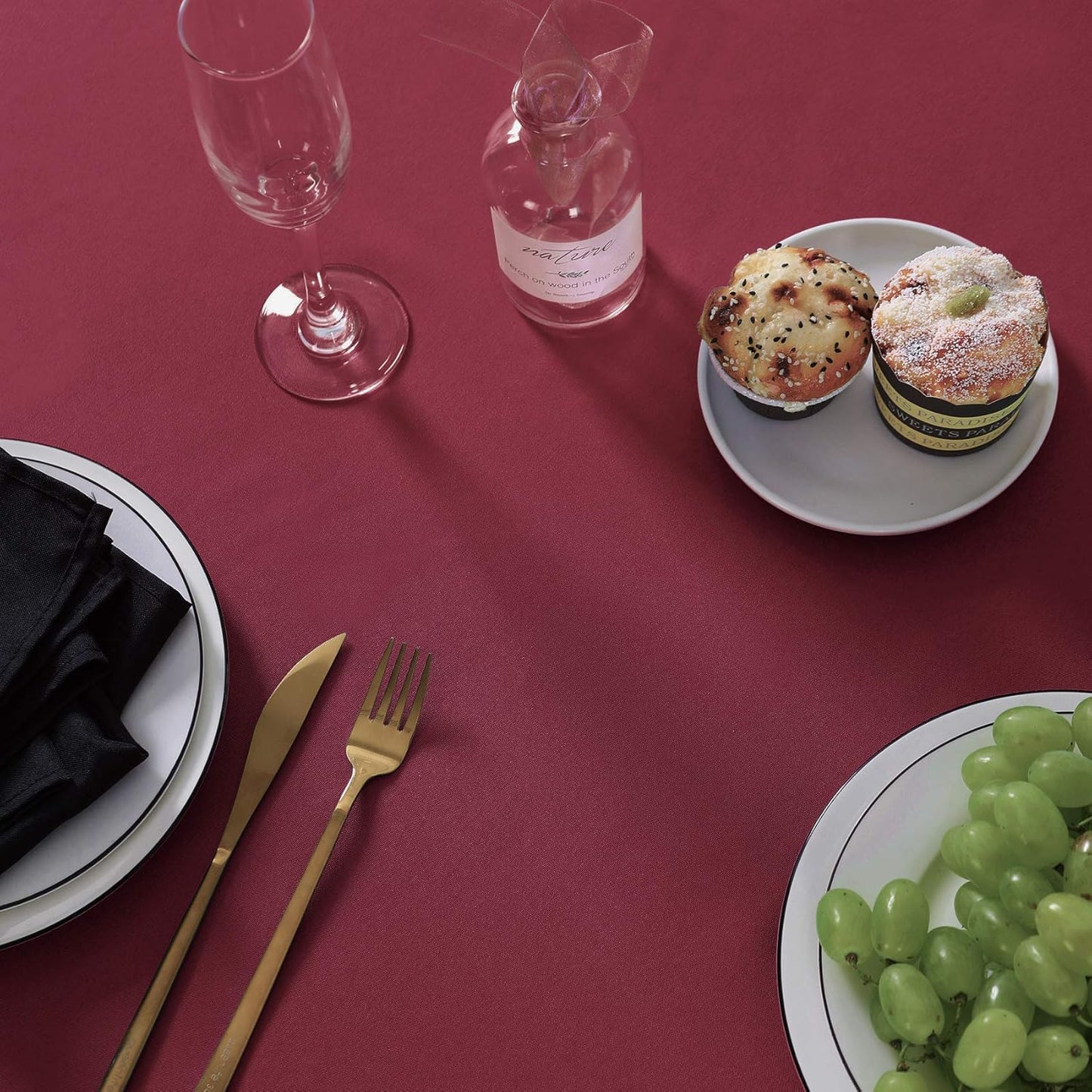 Rectangle Tablecloth 60x120 inch Washable Polyester Fabric Table Cloth for Wedding Party Dining Banquet Decoration（60x120, Burgundy）