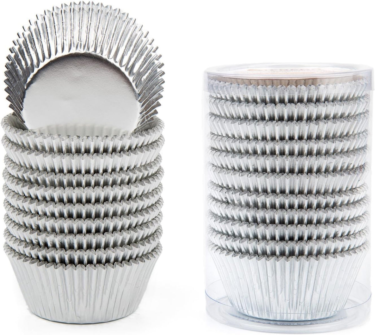 Gifbera Standard Silver Foil Cupcake Liners Metallic Paper Muffin Baking Cups 200-Count (Silver)