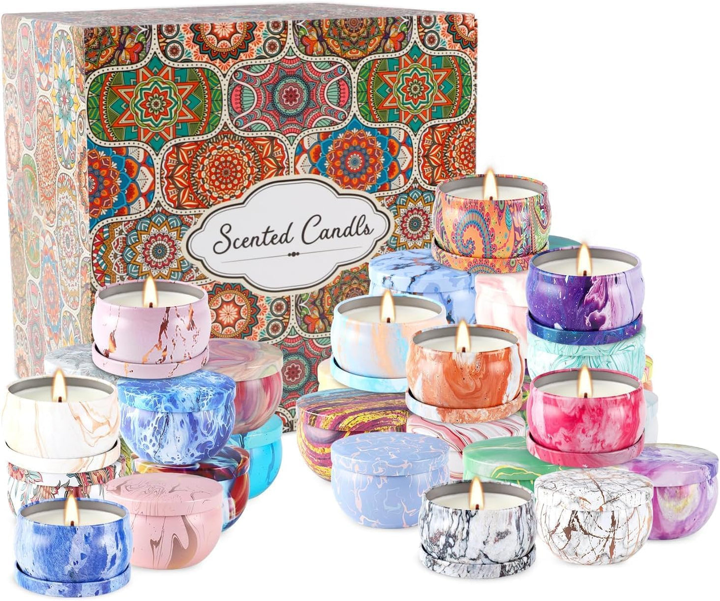 36 Packs Scented Candles Gift Set, Fragrances Candle for Women, 2.5 OZ Portable Jar Candle for for Spa, Yoga, Bath, Aromatherapy, Stress Relief