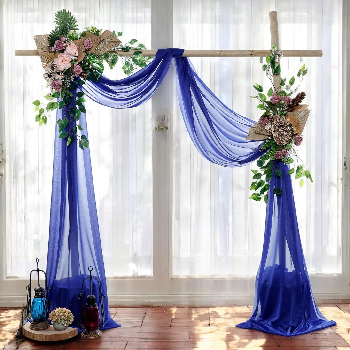 MDS Halloween Chiffon Draping Fabric - 1 Panel, 30" Wide x 50ft Long - Sheer Spooky Arbor & Canopy Drapery for Haunted House Backdrops, Party Ceilings, DIY Costumes & Themed Events - Royal Blue