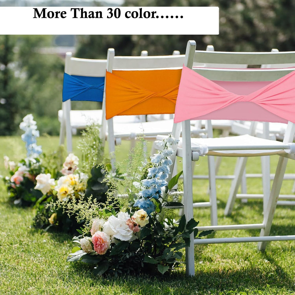 MDS Pack of 200 Spandex Chair Sashes Bows Elastic Stretch Dining Chair Bands Ties Without Slider Buckle Universal fits for Wedding Baby Shower Birthday Party Banquet Event Decoration - Terracotta