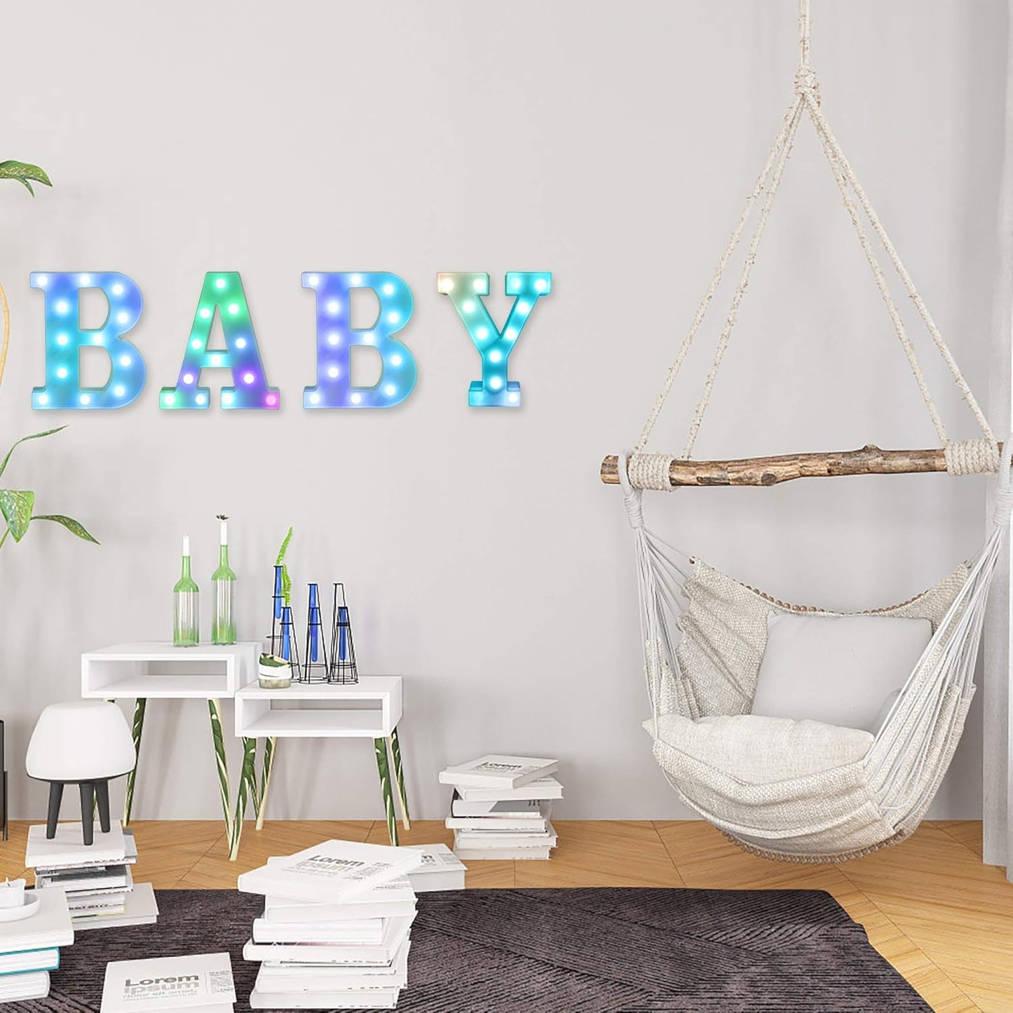 Foaky Colorful LED Letter Lights with Remote,Marquee Light Up Letters Sign for Night Light Wedding/Birthday Party Battery Powered Christmas Lamp Home Bar Decoration(Y)