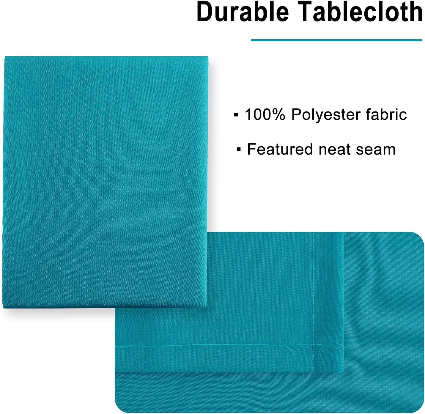 Hiasan Rectangle Tablecloth - Water Resistant and Spillproof Kitchen Washable Polyester Fabric Table Cloth for 6 Foot Tables, 70 x 120 Inch, Turquoise