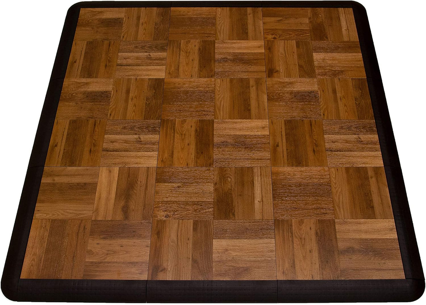 Big Floors 3X3DKOAKFLOOR Interlocking Lightweight Plastic Modular Dance Floor Kit (3' x 3'), Dark Oak, 21 Piece