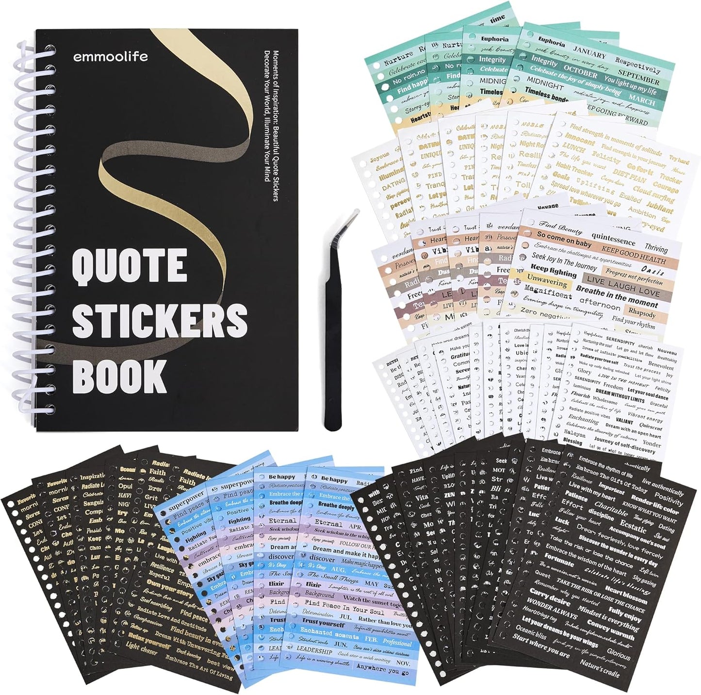 2500+ Pcs Word Stickers for Journaling, 50 Sheets Quote Sticker Gold Foil Art Scrapbook Supplies for Junk Journal, Scrapbooking Supplies for Bullet Journal Craft Small Talk Stickers for DIY Gift Card