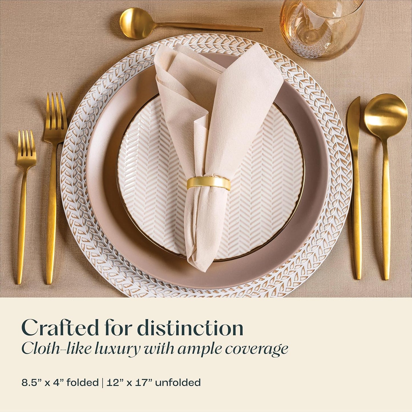 50-Pack Disposable Linen-Feel Black Napkins, 12" x 17" Cloth-Like Paper Dinner Napkins For Wedding, Bathroom, Party Or Event,