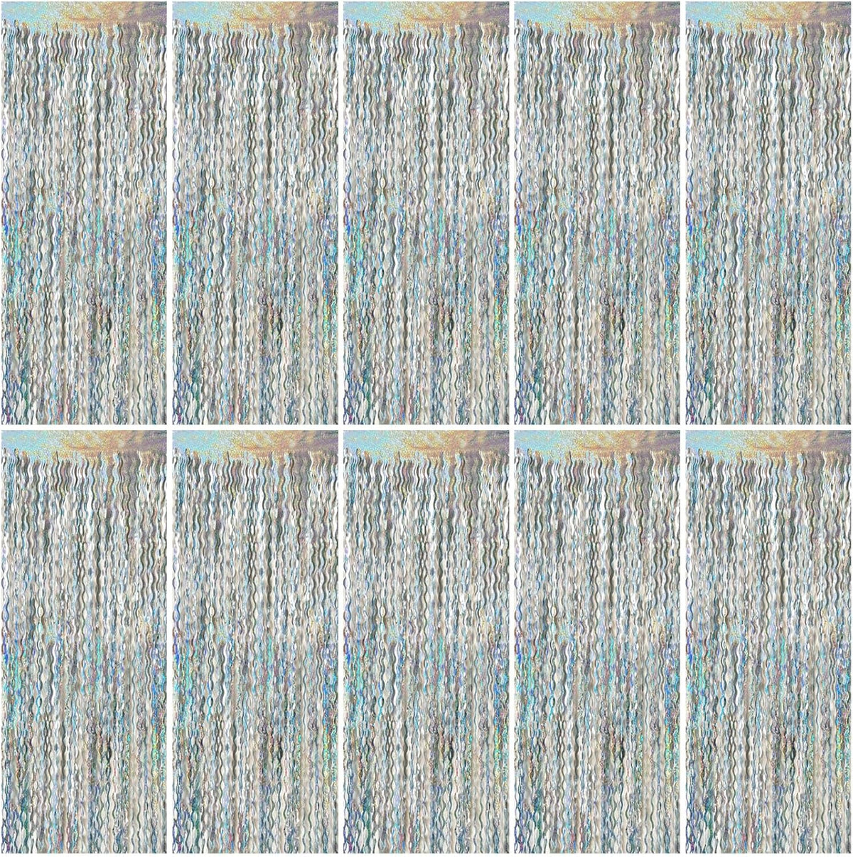 Tinsel Foil Fringe Curtains Wavy Backdrop for Parties Sparkle Metallic Wavy Foil Fringe Backdrop Curtain for Party Decorations Photo Booth Props for Birthday Graduation Wedding