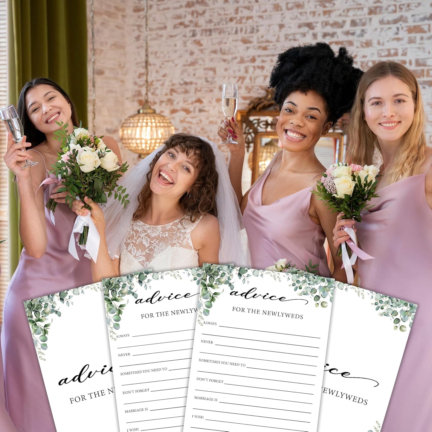 Eucalyptus Bridal Shower Game Cards - Advice for The Newlyweds, Wedding Advice and Wishes for The Mr and Mrs Bridal Shower Games for 30 Guests, Engagement Activity Supplies & Favor/A16