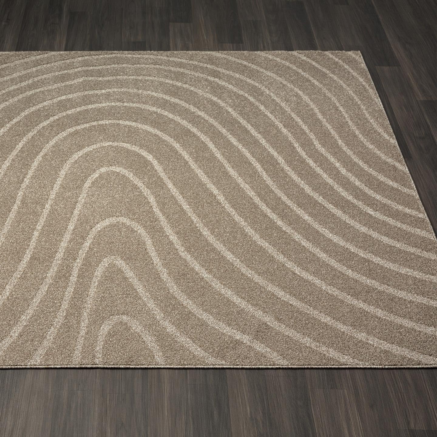 LUXE WEAVERS Modern Geometric Wave Taupe 8x10 Area Rug