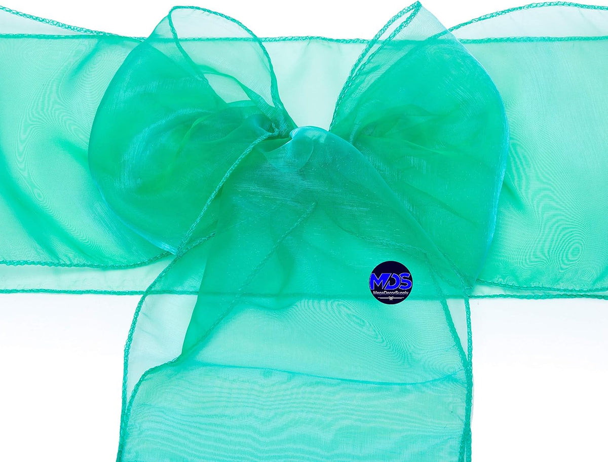 MDS Pack of 200 PCS Organza Chair Sashes Wider Dining Chair Bows Ribbon Tie Back for Wedding Party Birthday Bridal Shower Reception Event Banquet Home Chair Cover Decoration - Green