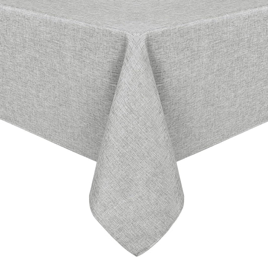 Hiasan Faux Linen Rectangle Tablecloth - Wrinkle and Stain Resistant Washable Table Cloth for Kitchen Dining Room Holiday Table Cover for Dinner, Light Grey, 52 x 70 Inch