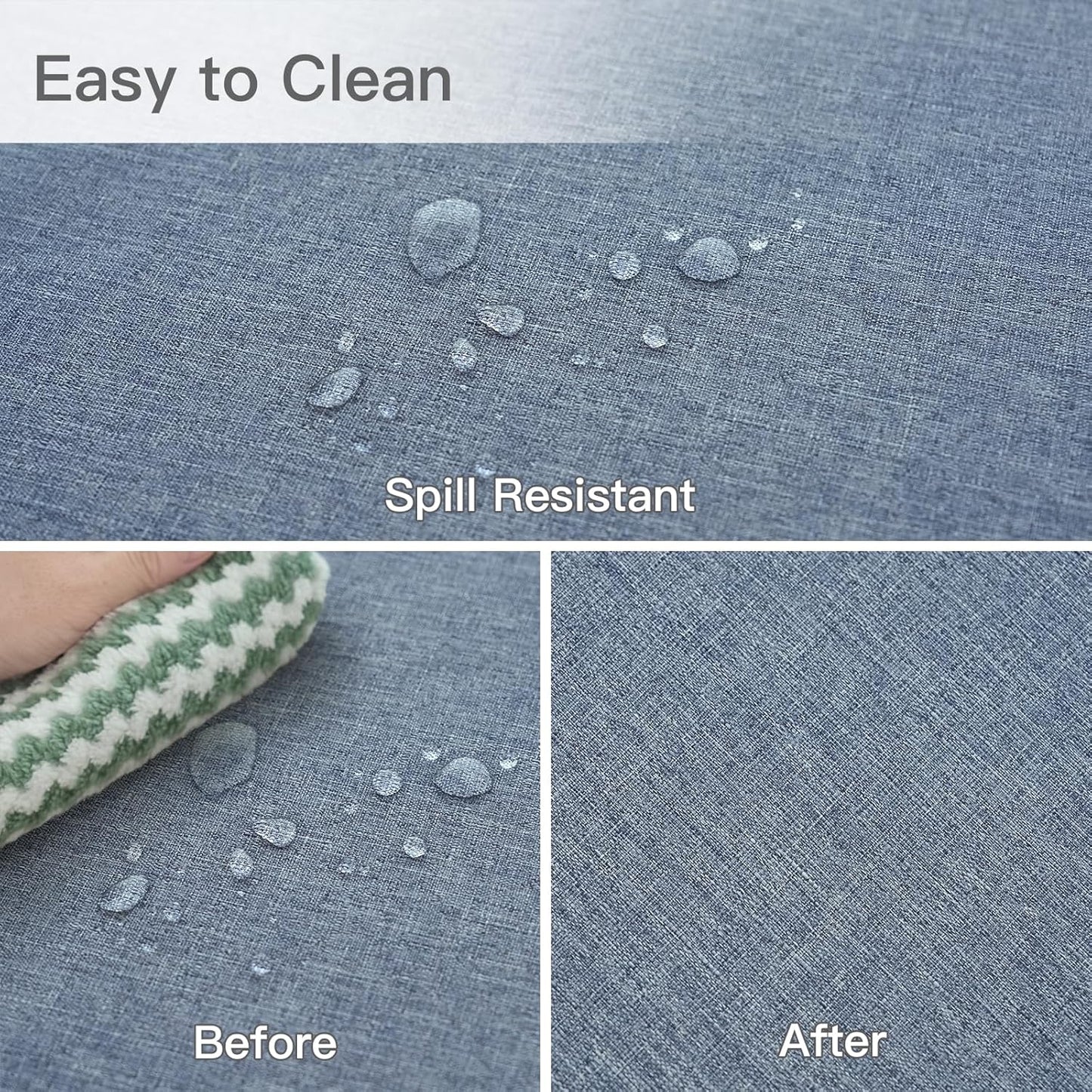 maxmill Square Linen Textured Tablecloth Waterproof Spillproof Wrinkle Free Slubby Textured Table Cloth for Dinner and Party Washable Wipeable Fabric Table Cover Decoration, 60 x 60 Inch, Demin Blue