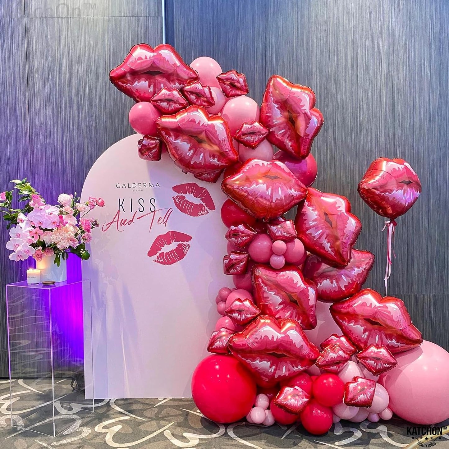 KatchOn, Huge Red Lip Foil Balloon - 30 Inch, Pack of 4 | Cute Kiss Balloons for Lips Balloon Decorations | Valentines Balloons | Galentines Day Decorations
