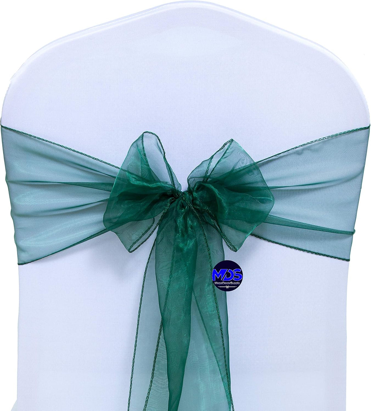 MDS Pack of 200 PCS Organza Chair Sashes Wider Dining Chair Bows Ribbon Tie Back for Wedding Party Birthday Bridal Shower Reception Event Banquet Home Chair Cover Decoration - Hunter Green