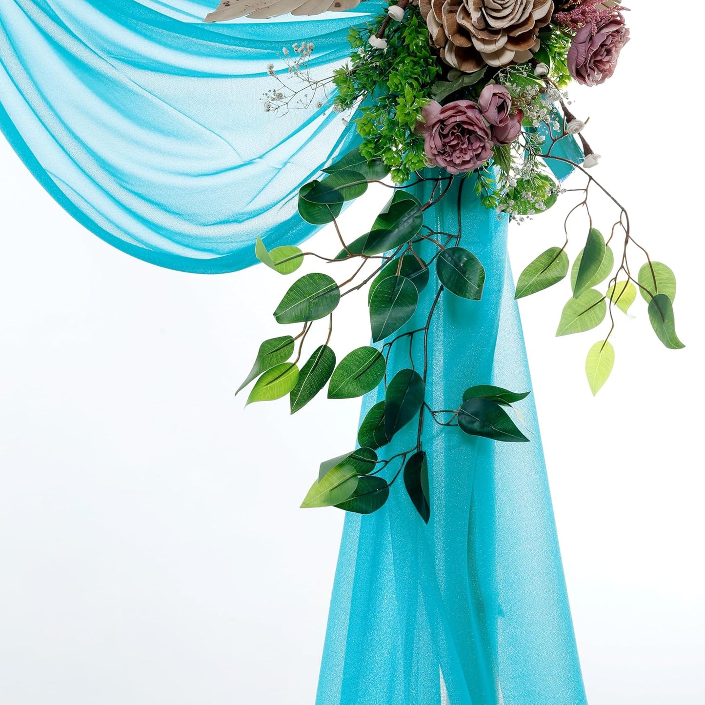 VDS Pack of 1 Panel (30 Inch X 40 Feet) Wedding Arch Draping Fabric Sheer Chiffon Fabric Drapery for Wedding Ceremony Reception Swag Backdrop Canopy Chuppah ARBO Altars Decoration (Peacock Blue)