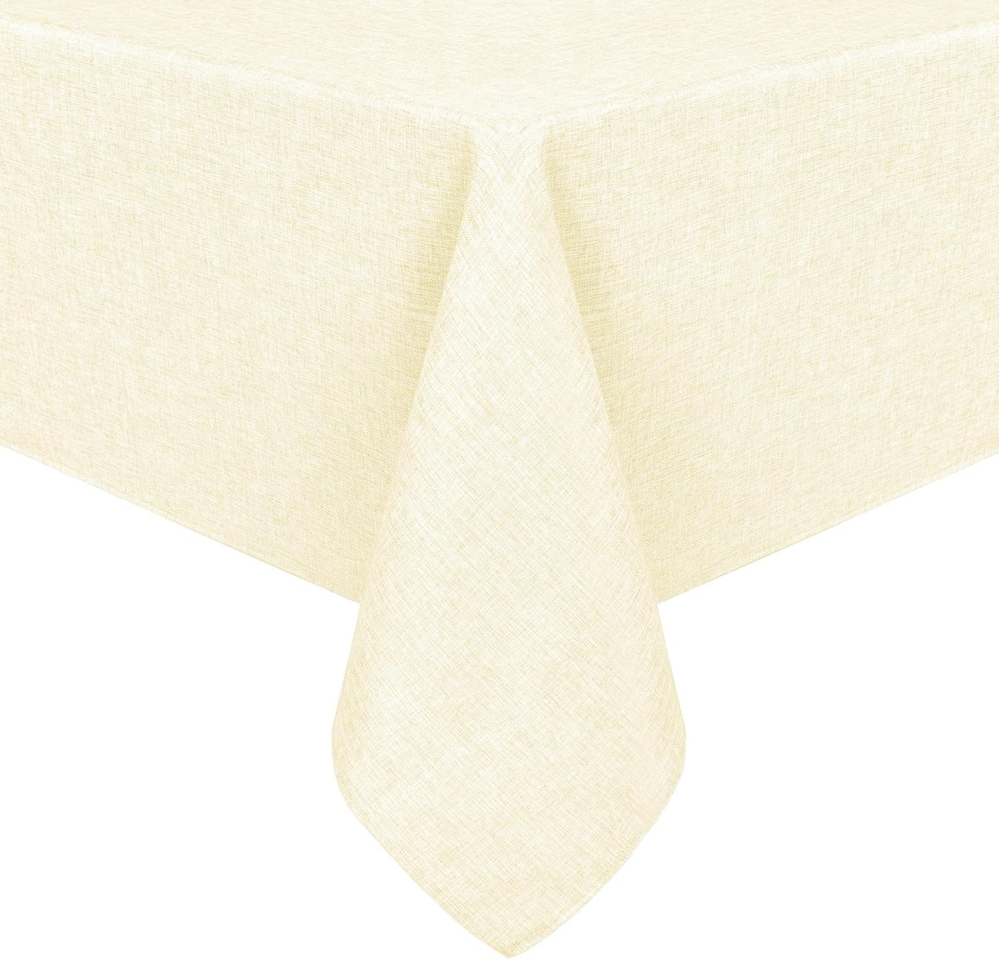 Hiasan Faux Linen Square Tablecloth - Wrinkle and Stain Resistant Washable Table Cloth for Kitchen Dining Room Holiday Table Cover for Dinner, Champagne, 60 x 60 Inch