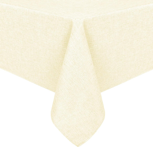 Hiasan Faux Linen Rectangle Tablecloth - Wrinkle and Stain Resistant Washable Table Cloth for Kitchen Dining Room Holiday Table Cover for Dinner, Champagne, 54 x 120 Inch