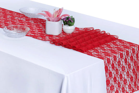 MDS Pack of 12 Wedding 12 x 108 inches Satin Table Runner for Wedding, Decorations for Birthday Parties, Banquets, Graduations, Engagements, Runners fit Rectangle, Round Table- Red