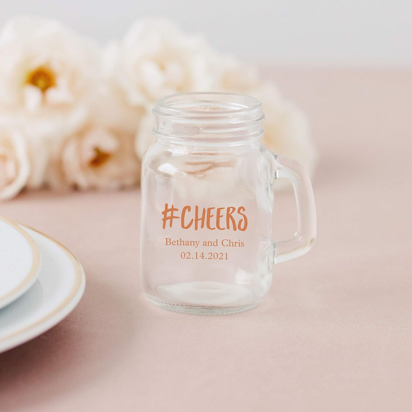 WEDDINGSTAR Personalized 4oz Mini Mason Jar Shot Glass Customizable Full Color Print - 12 pack