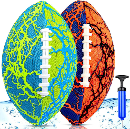Jasonwell Pool Beach Water Football - 2Pack Strong Grip Waterproof Football for All-Weather Play Pool Toys Beach Games Outdoor Sports Toy Christmas Birthday Gifts for Kids Boys Teens Adults